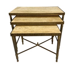 An Italian Bronze & Travertine Nest Of Tables
