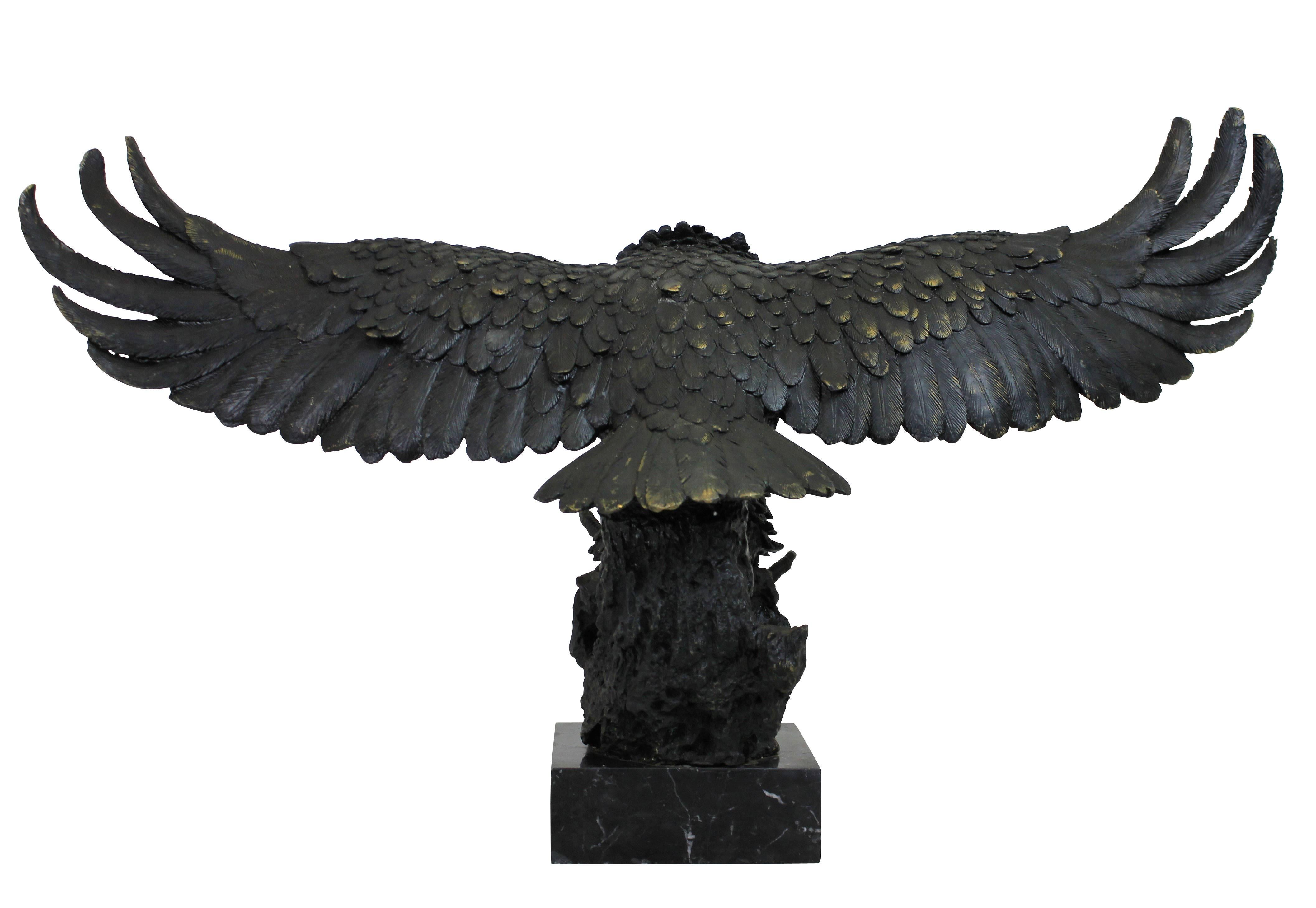 French Large Painted Bronze Eagle