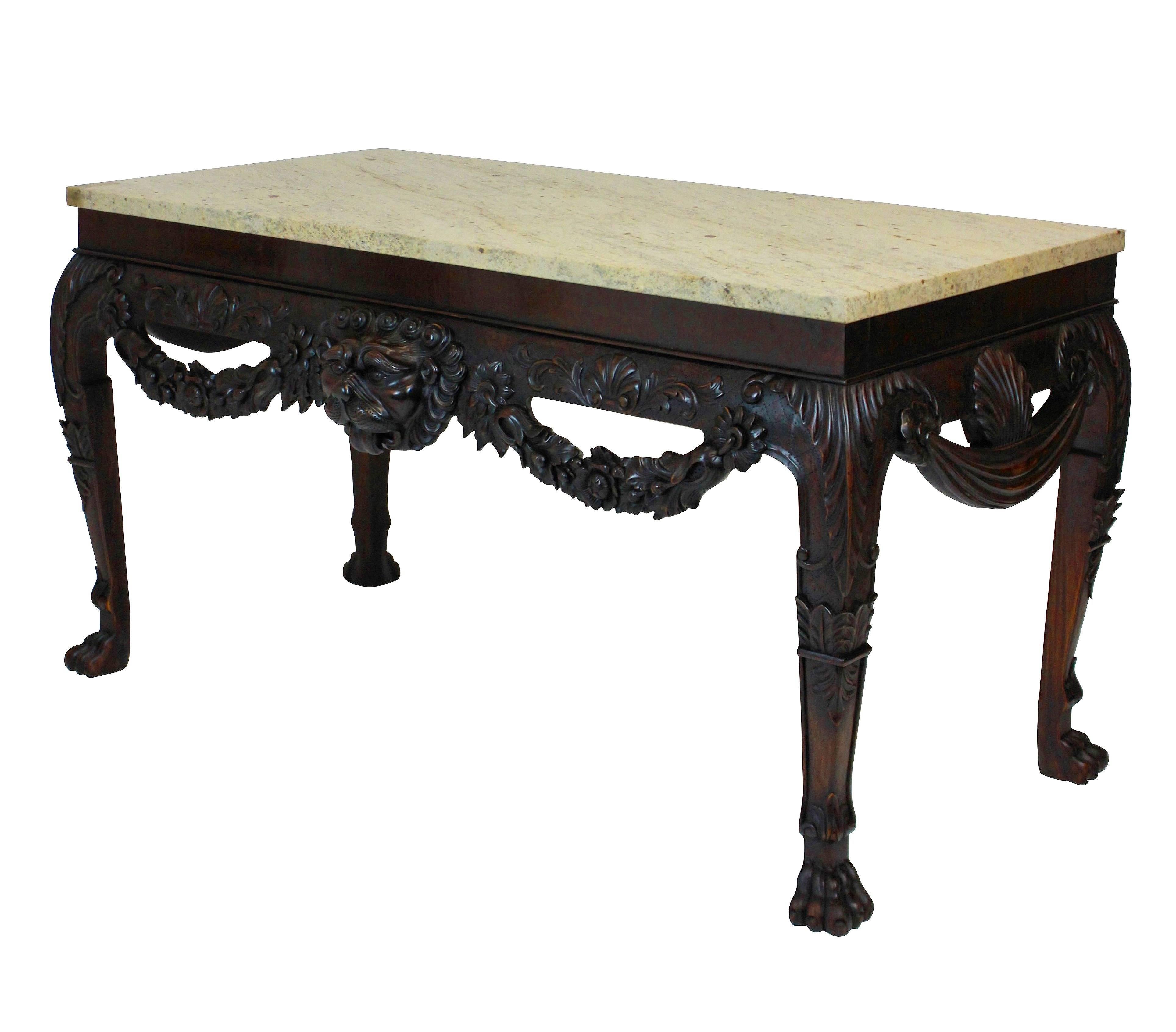 English Pair of William Kent Style Consoles in Mahogany