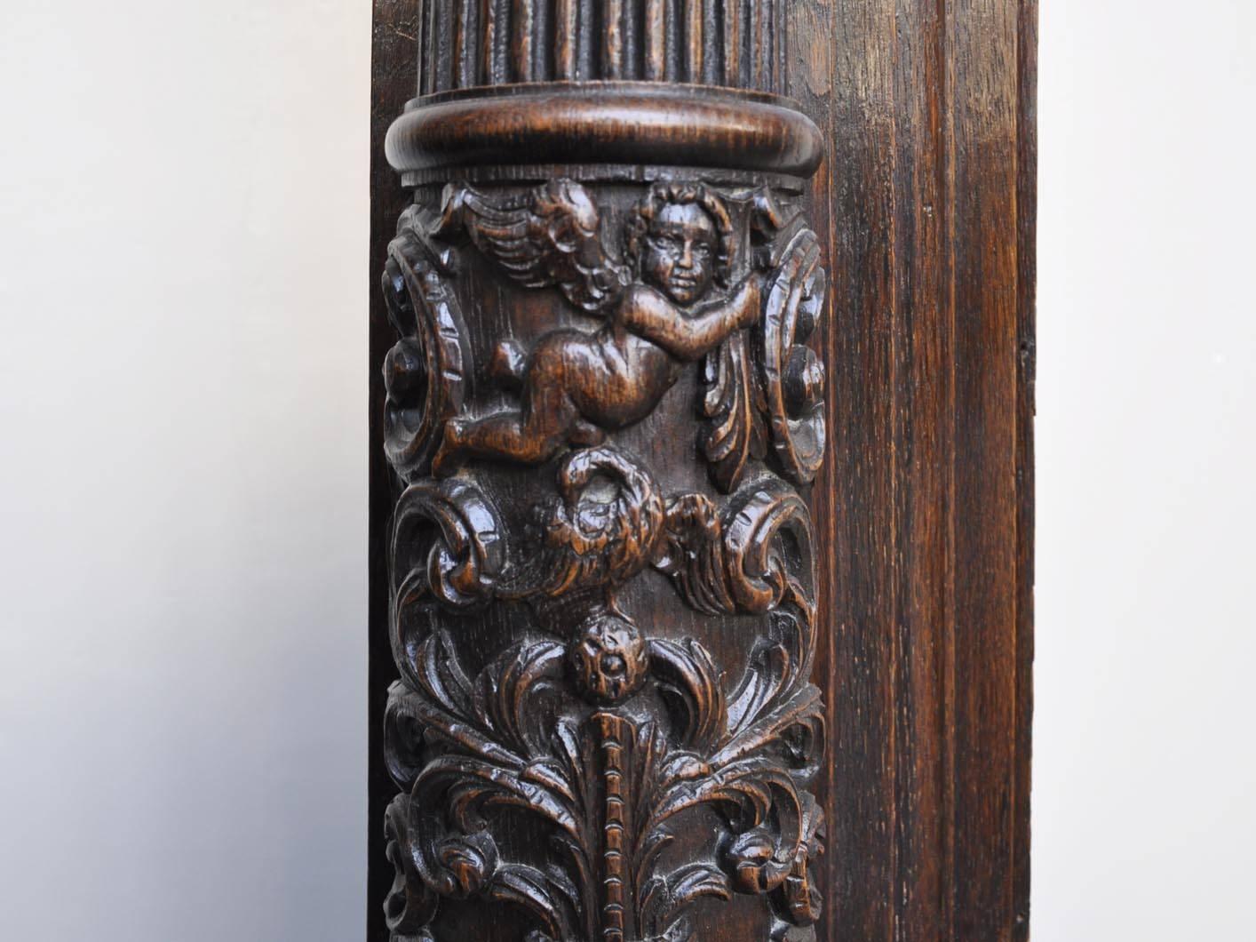Renaissance Revival Style Carved Oak Fireplace, 19th Century For Sale 3