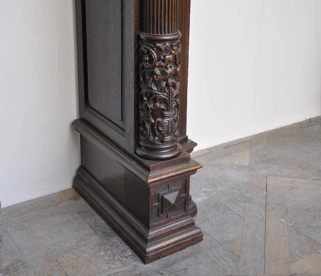 Renaissance Revival Style Carved Oak Fireplace, 19th Century For Sale 4