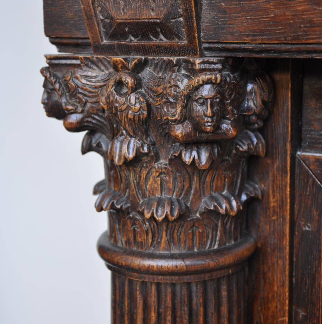 Renaissance Revival Style Carved Oak Fireplace, 19th Century For Sale 1