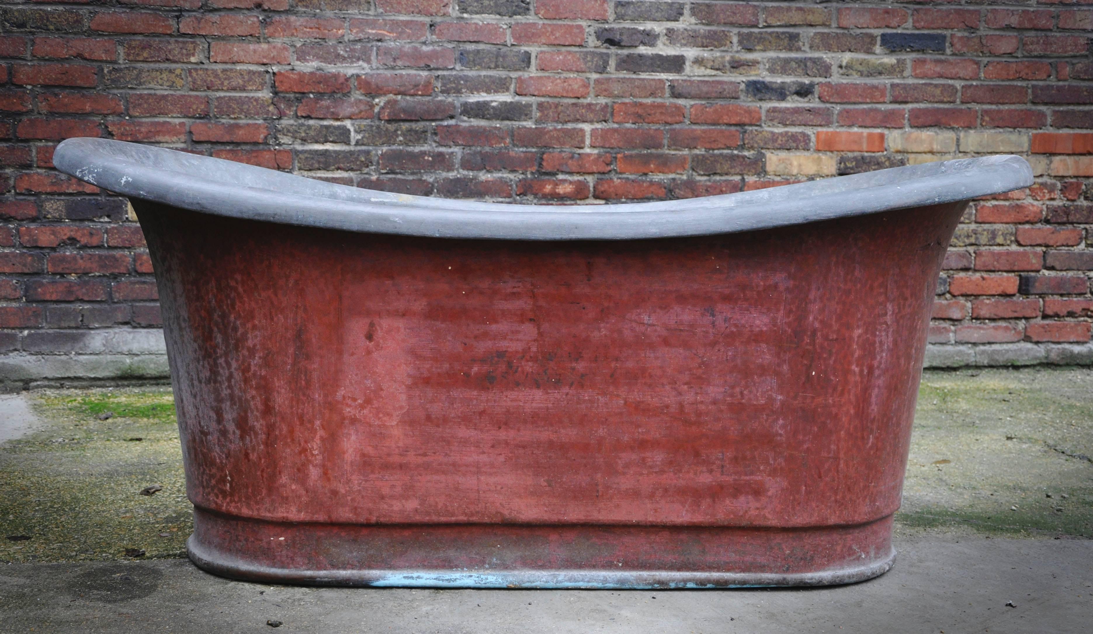 Napoleon III Antique Tinned Copper Bathtub, Late 19th Century