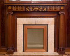 Regency Style Paneled Room in Mahogany Marquetry with Fireplace, 19th Century