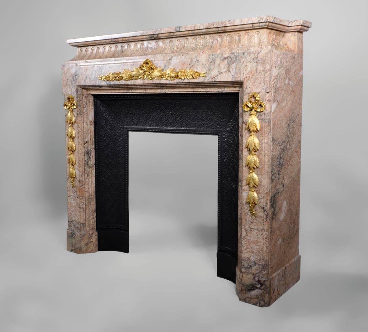 19th Century Napoleon III Style Fireplace with Gilded Bronze Ornaments 1