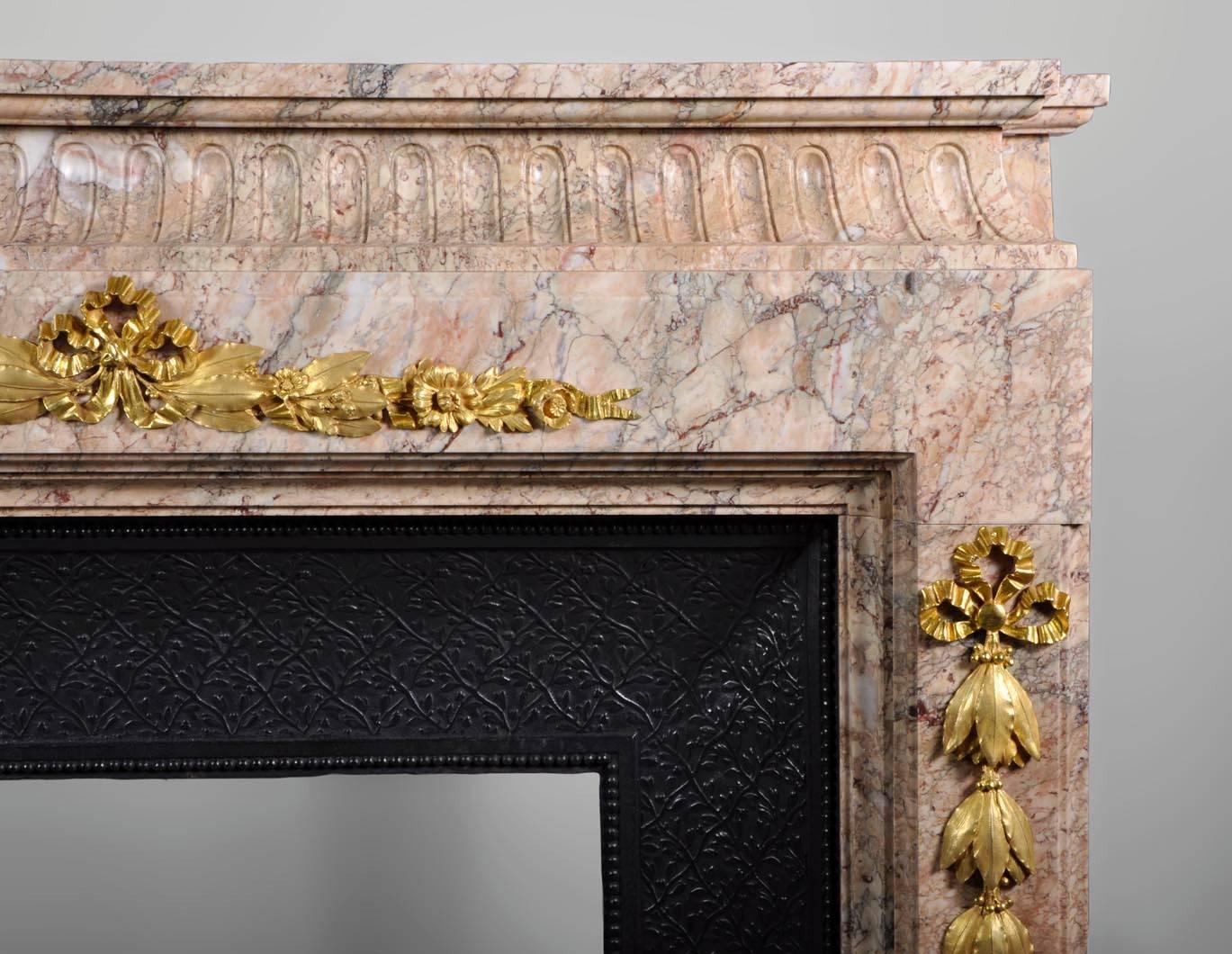 19th Century Napoleon III Style Fireplace with Gilded Bronze Ornaments 2