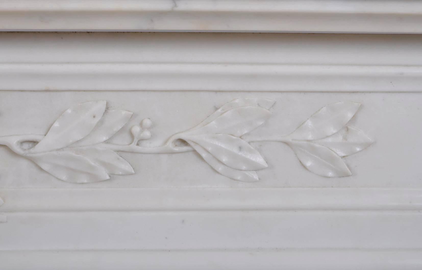 French 19th Century Louis XVI Style Fireplace in Carrara Marble