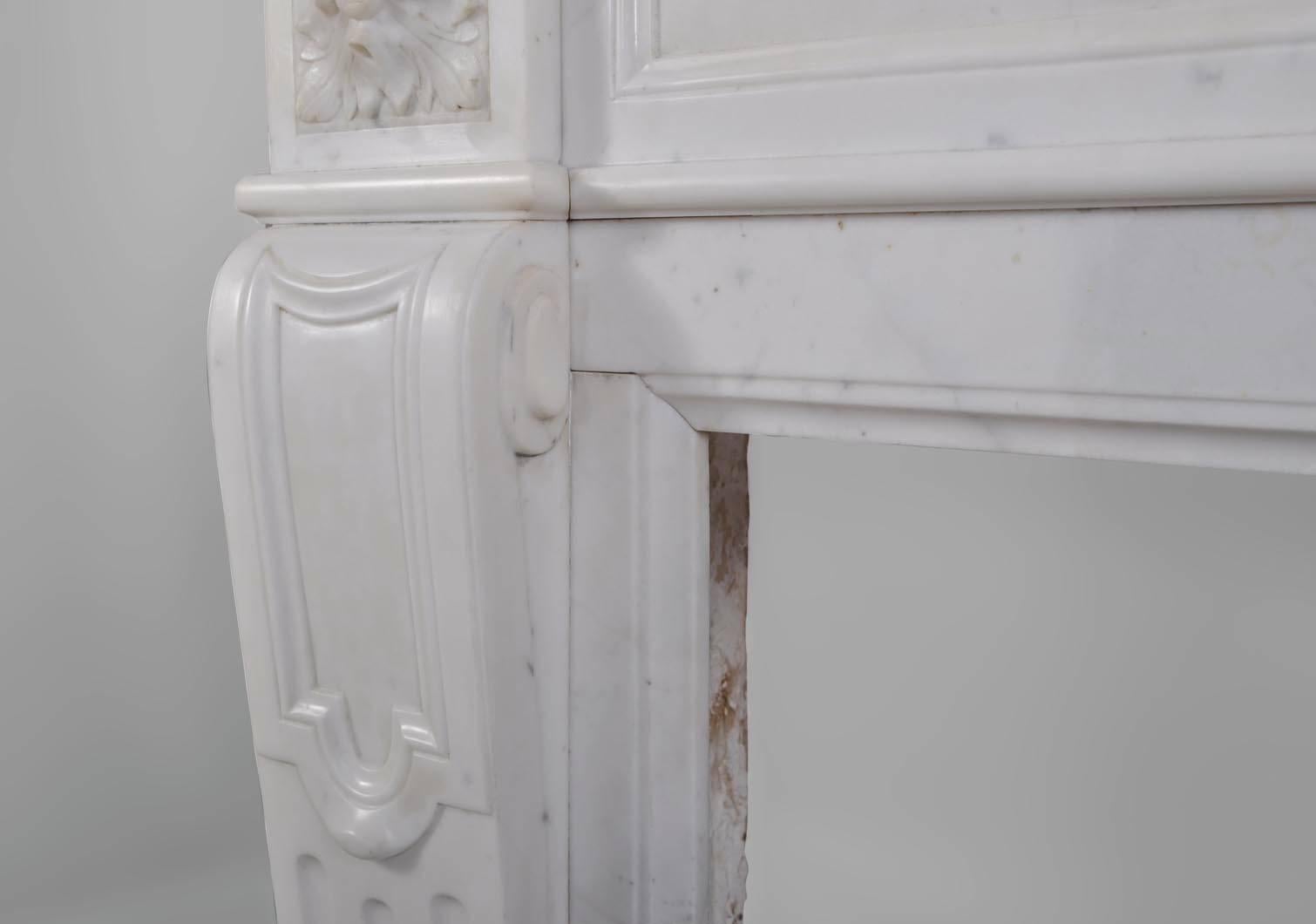 19th Century Louis XVI Style Fireplace in Carrara Marble 1