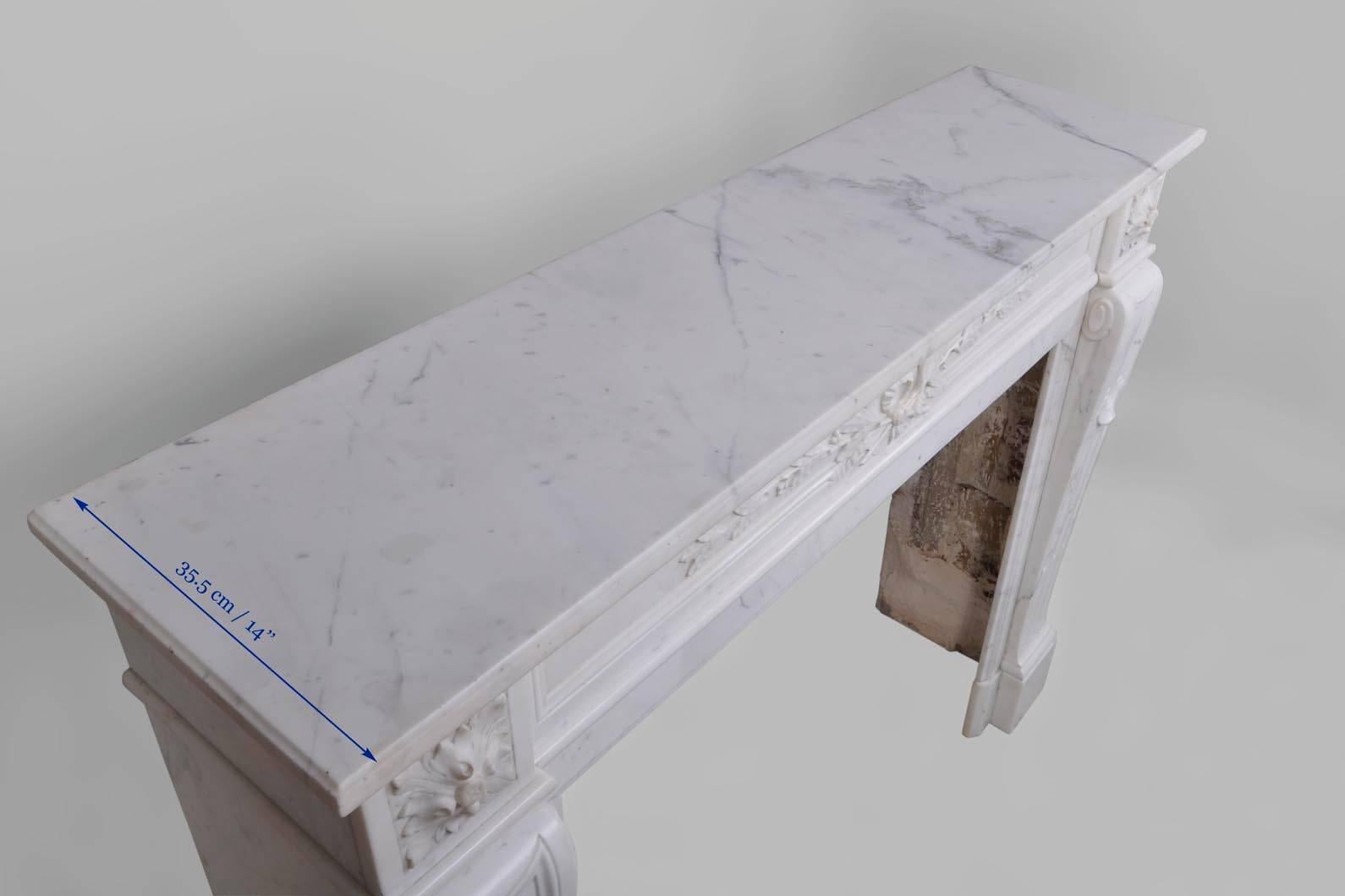 19th Century Louis XVI Style Fireplace in Carrara Marble 4