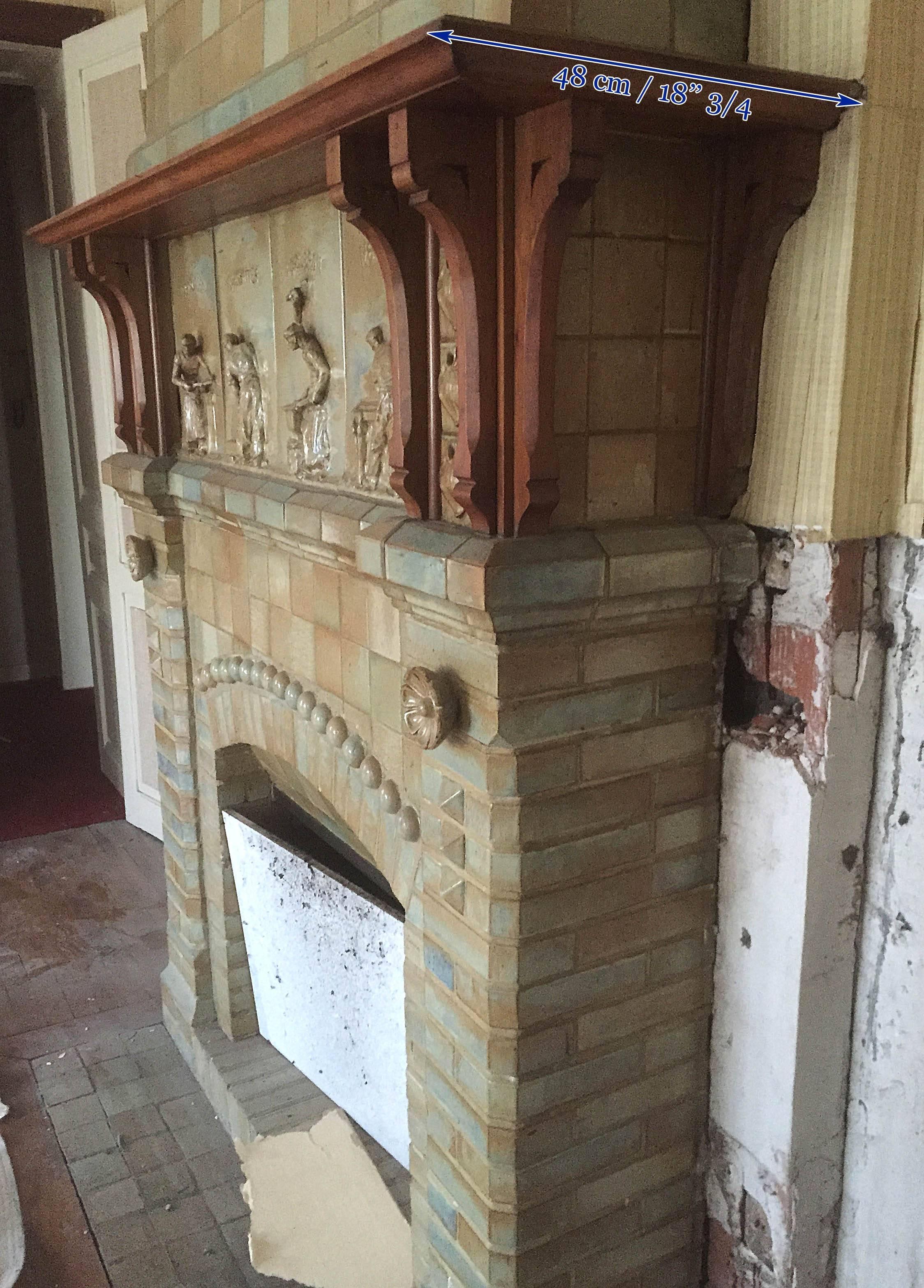 Antique Ceramic Fireplace with Hood by Charles Gréber, circa 1910 2