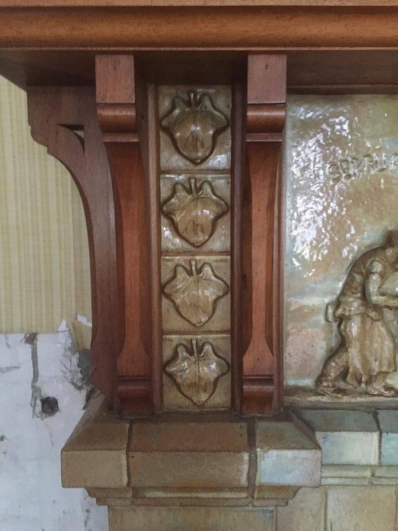 Antique Ceramic Fireplace with Hood by Charles Gréber, circa 1910 1