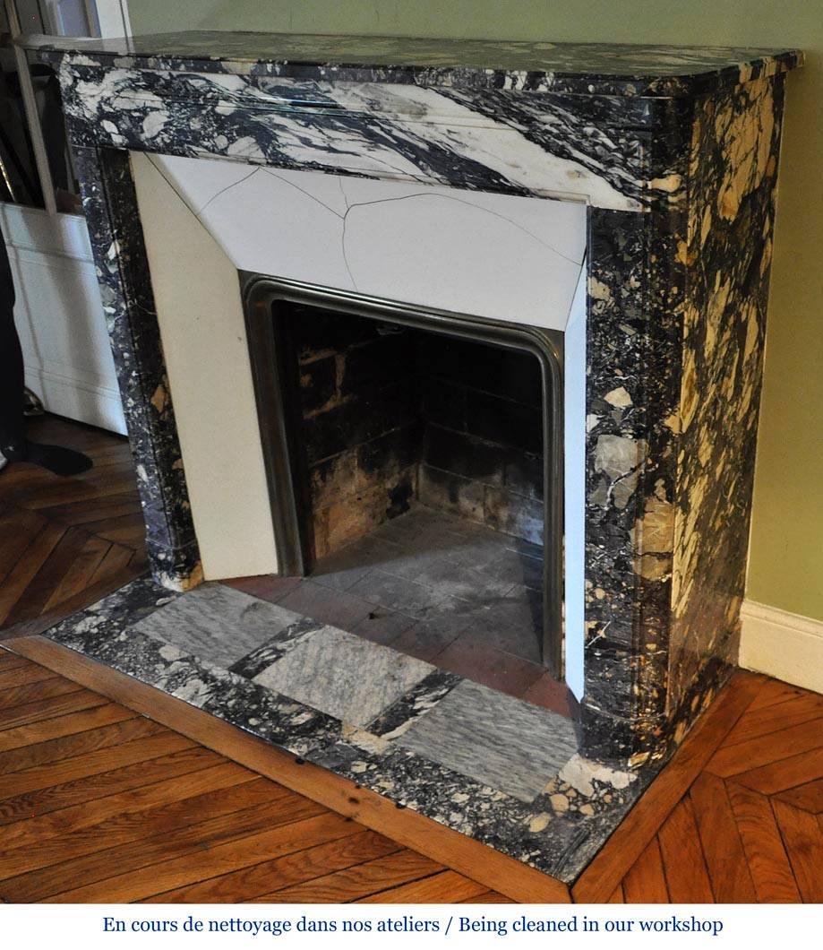 Mid-20th Century Art Deco Fireplace in African Breche Marble, 1930s