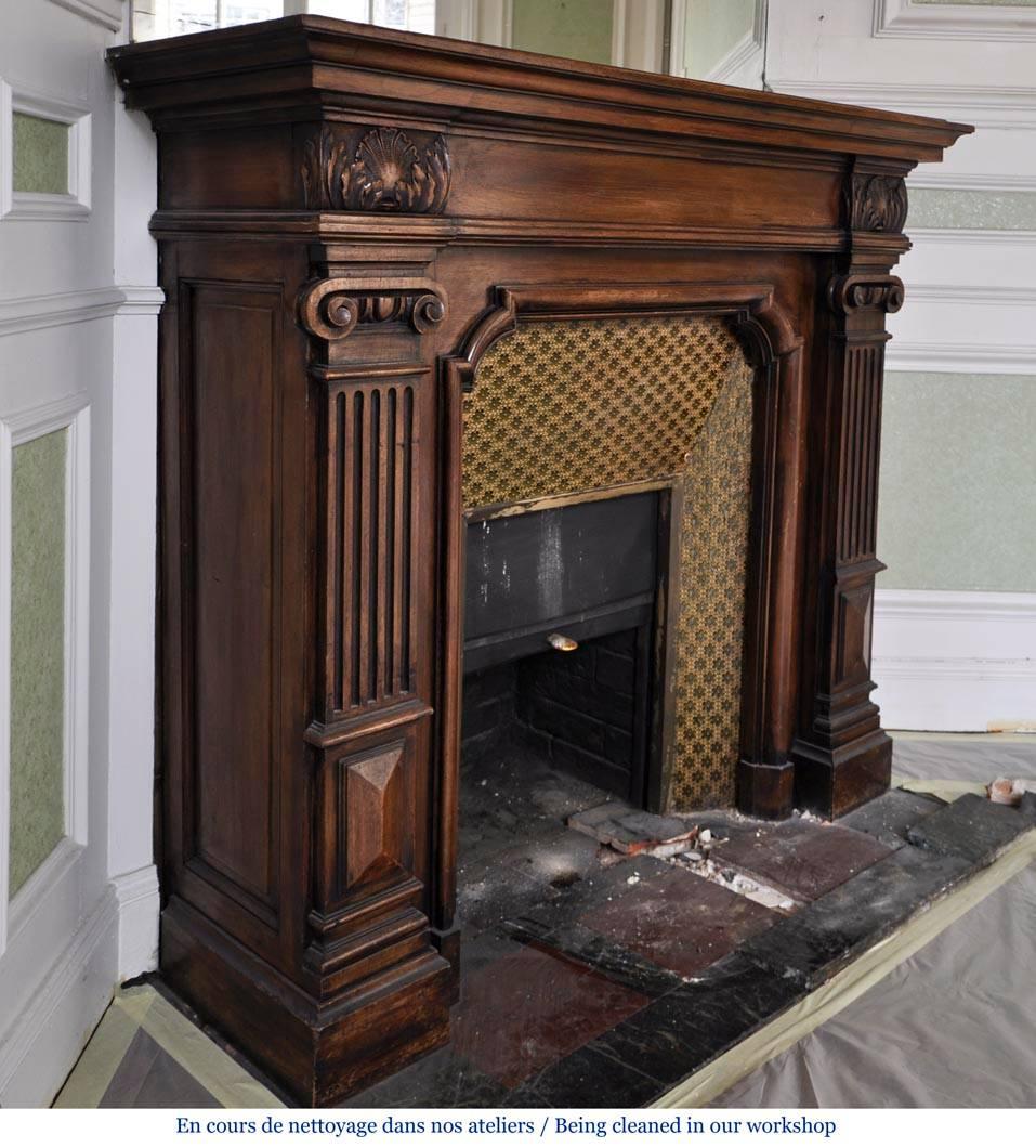 Renaissance Revival Neo-Renaissance Style Carved Walnut Fireplace, Period 19th Century