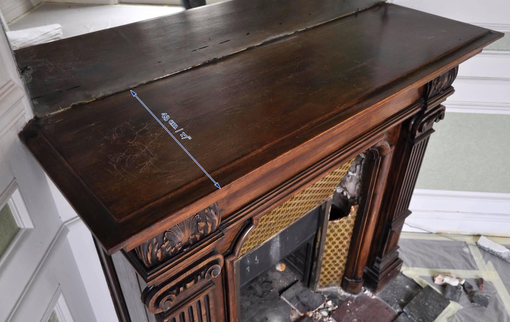 Neo-Renaissance Style Carved Walnut Fireplace, Period 19th Century 4