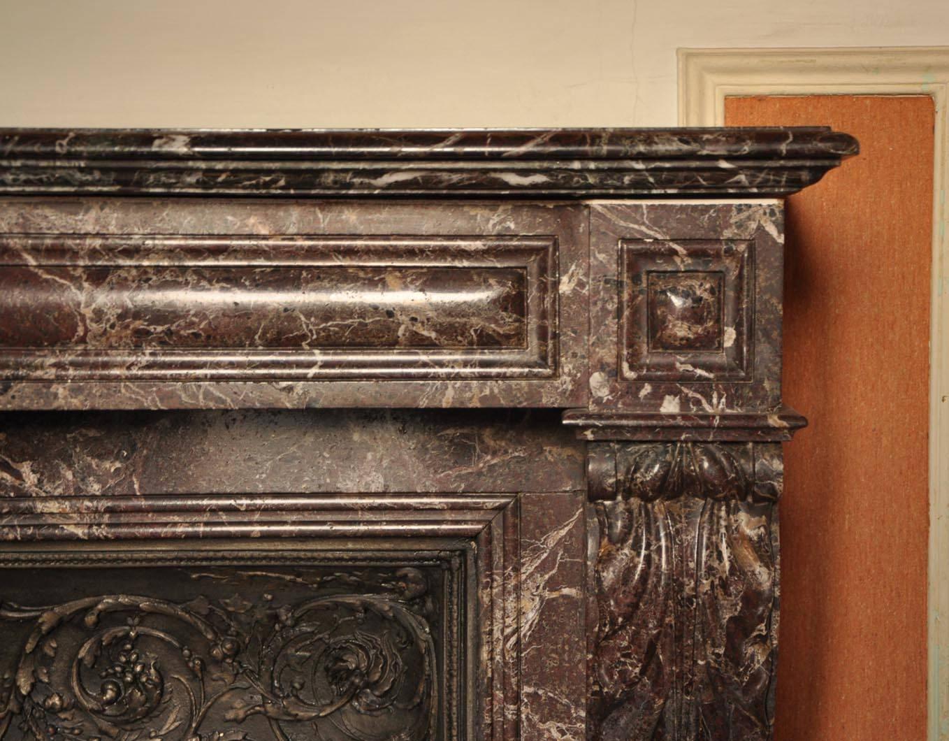 19th Century Antique Napoleon III Style Fireplace in Levanto Red Marble
