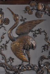 Beautiful Fire Screen with a Stork in a Cherry Tree