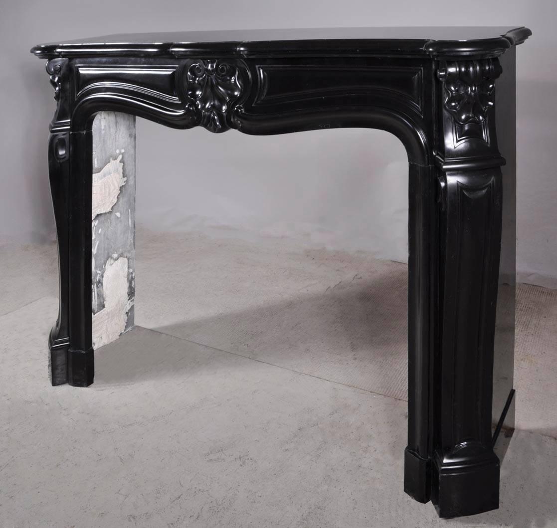 Belgian Black Marble Pure black marble fireplace mantel , period 1880