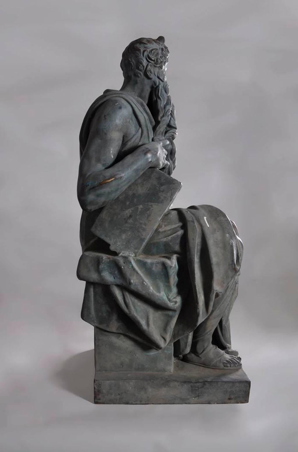 19th Century Statue of Moses, After Michelangelo (1475-1564), Made Out of Bronze