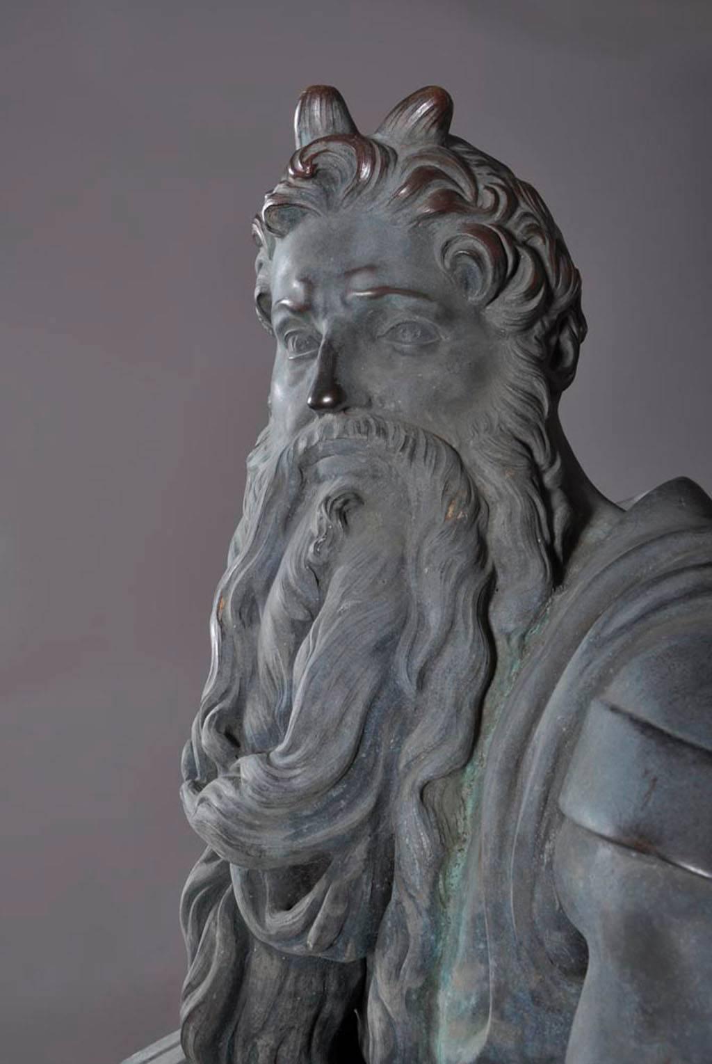 French Statue of Moses, After Michelangelo (1475-1564), Made Out of Bronze