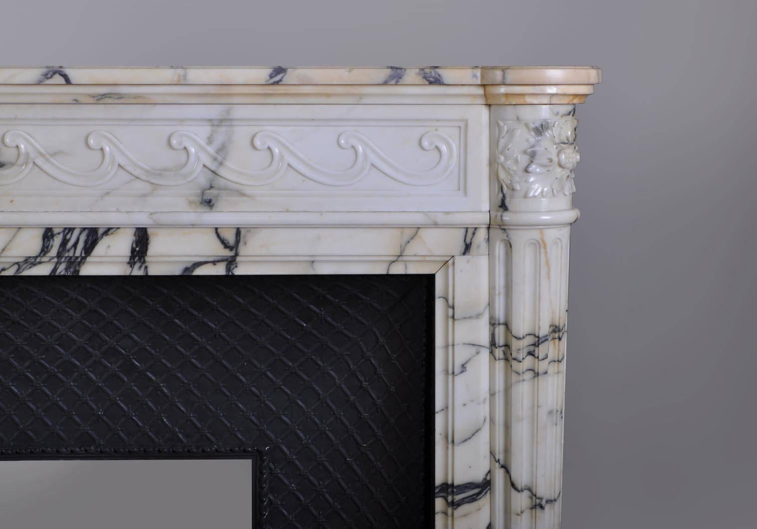 Louis XVI Style Fireplace with Half Columns, 19th Century In Good Condition For Sale In Saint Ouen, FR