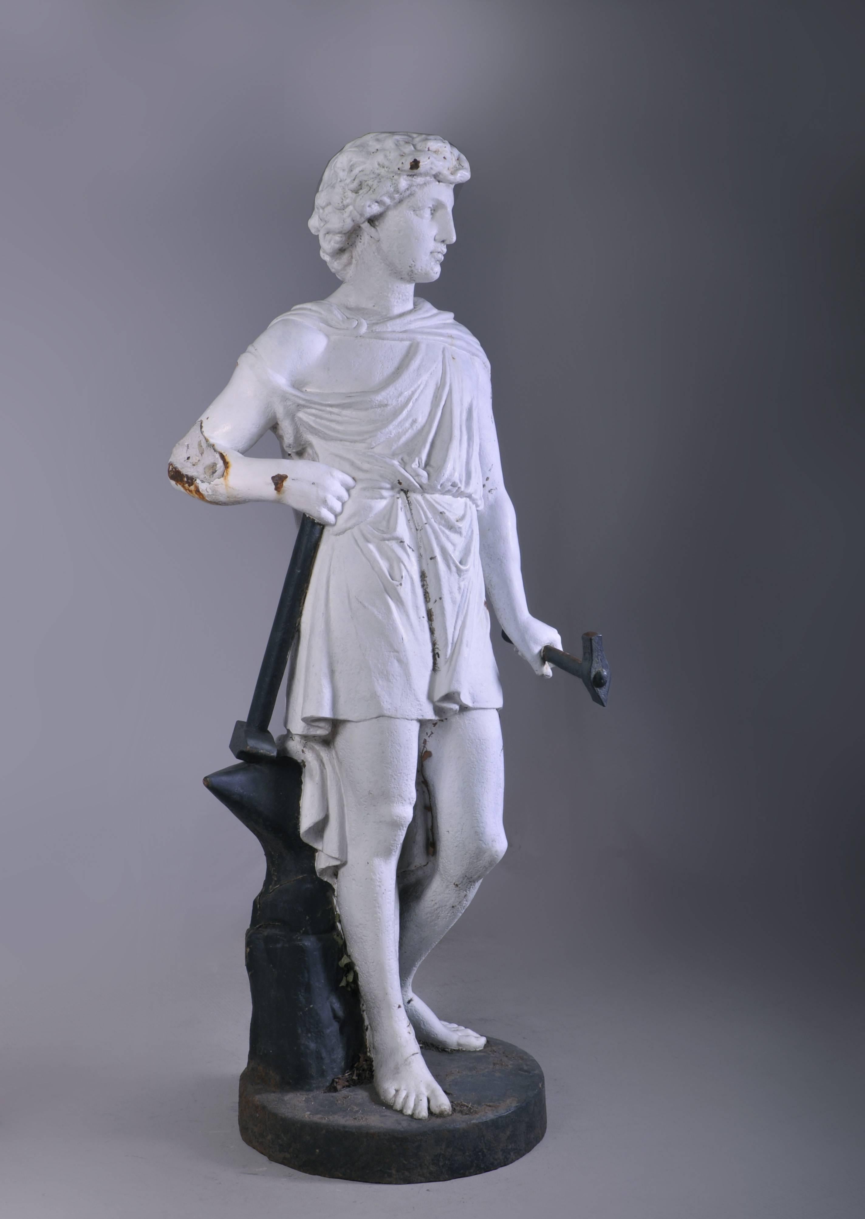 Napoleon III Young Blacksmith, Cast Iron Statue After Mathurin Moreau, 19th Century For Sale