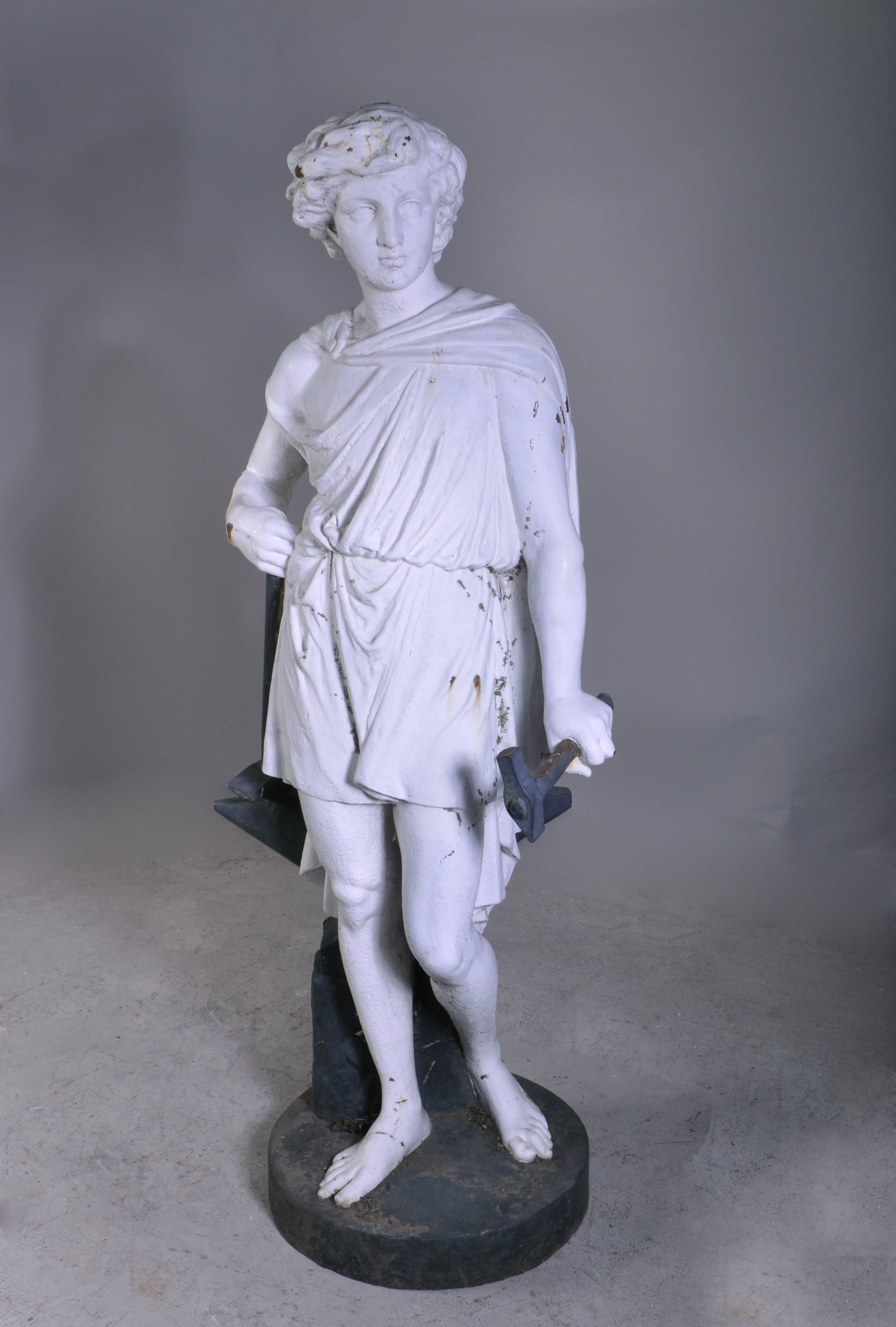 This antique 19th century cast iron statue was made after a model by Mathurin Moreau. This statue, called 