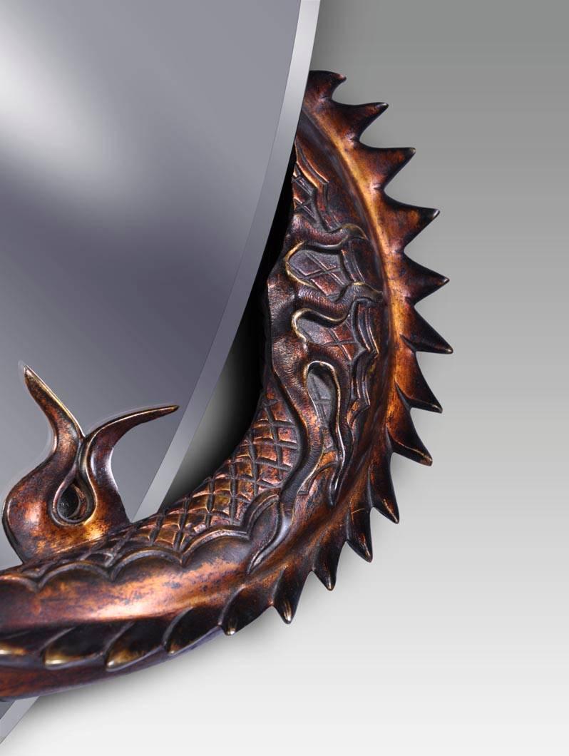 Bronze Dragon Mirror Attributed to Perret and Vibert, Maison Des Bambous