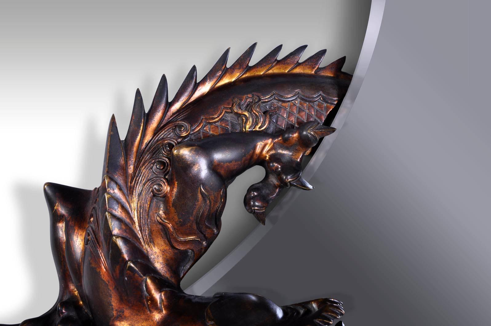 Dragon Mirror Attributed to Perret and Vibert, Maison Des Bambous In Good Condition In Saint Ouen, FR