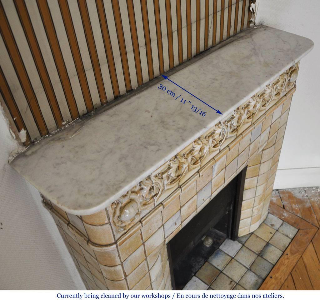 1900s Art Nouveau Fireplace Attributed to Gentil and Bourdet Manufacture For Sale 2