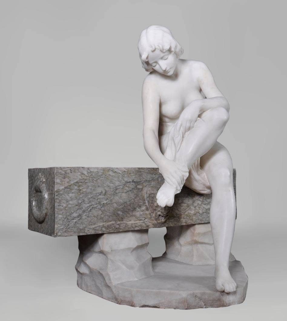 Sculpted out of statuary Carrara marble, the 