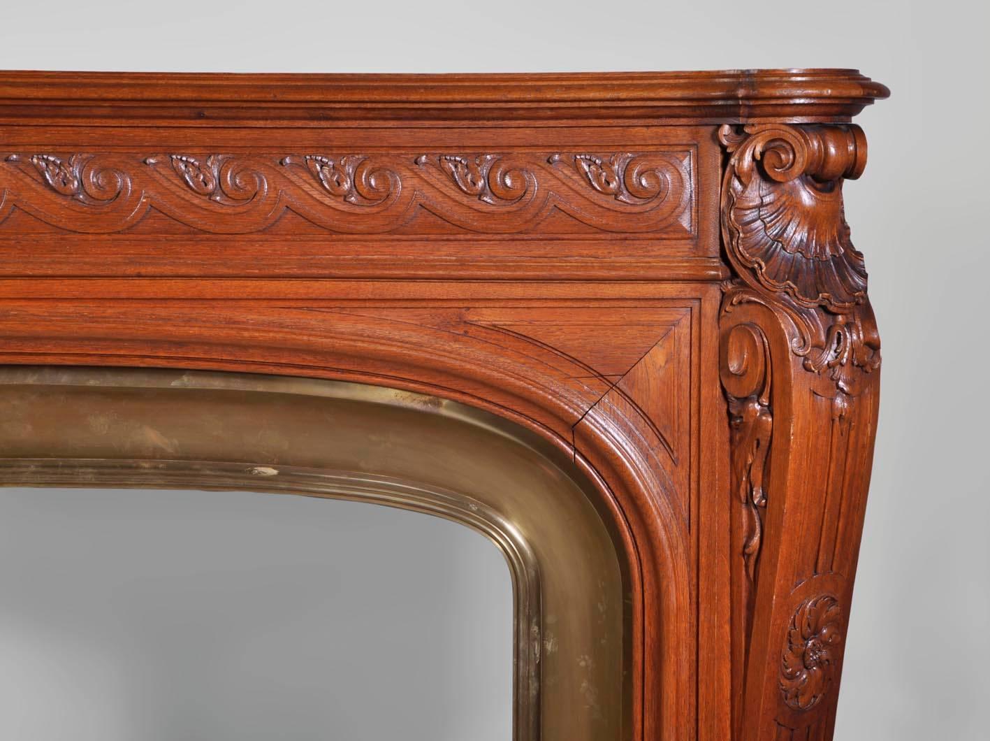 Antique Napoleon III Fireplace, Carved Oakwood For Sale 1
