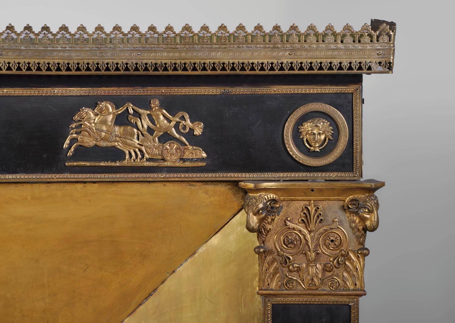 Empire Style Fireplace with Gilt Bronze Ornaments, 19th Century For Sale 1