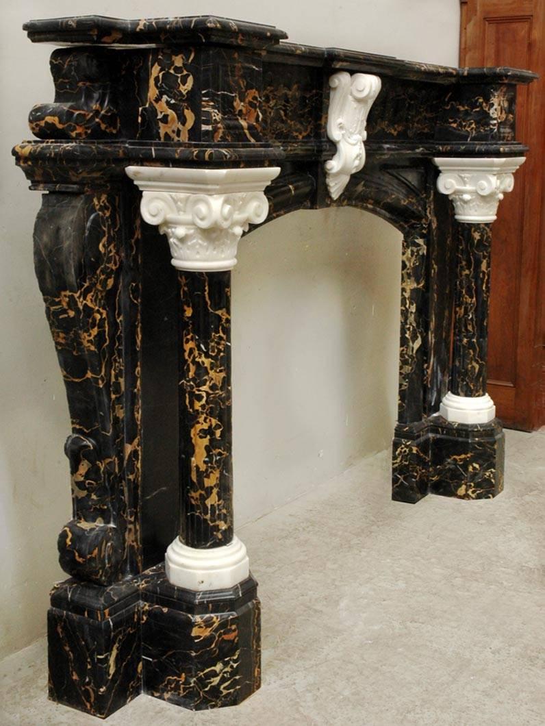 fine napoleon iii portoro marble fireplace