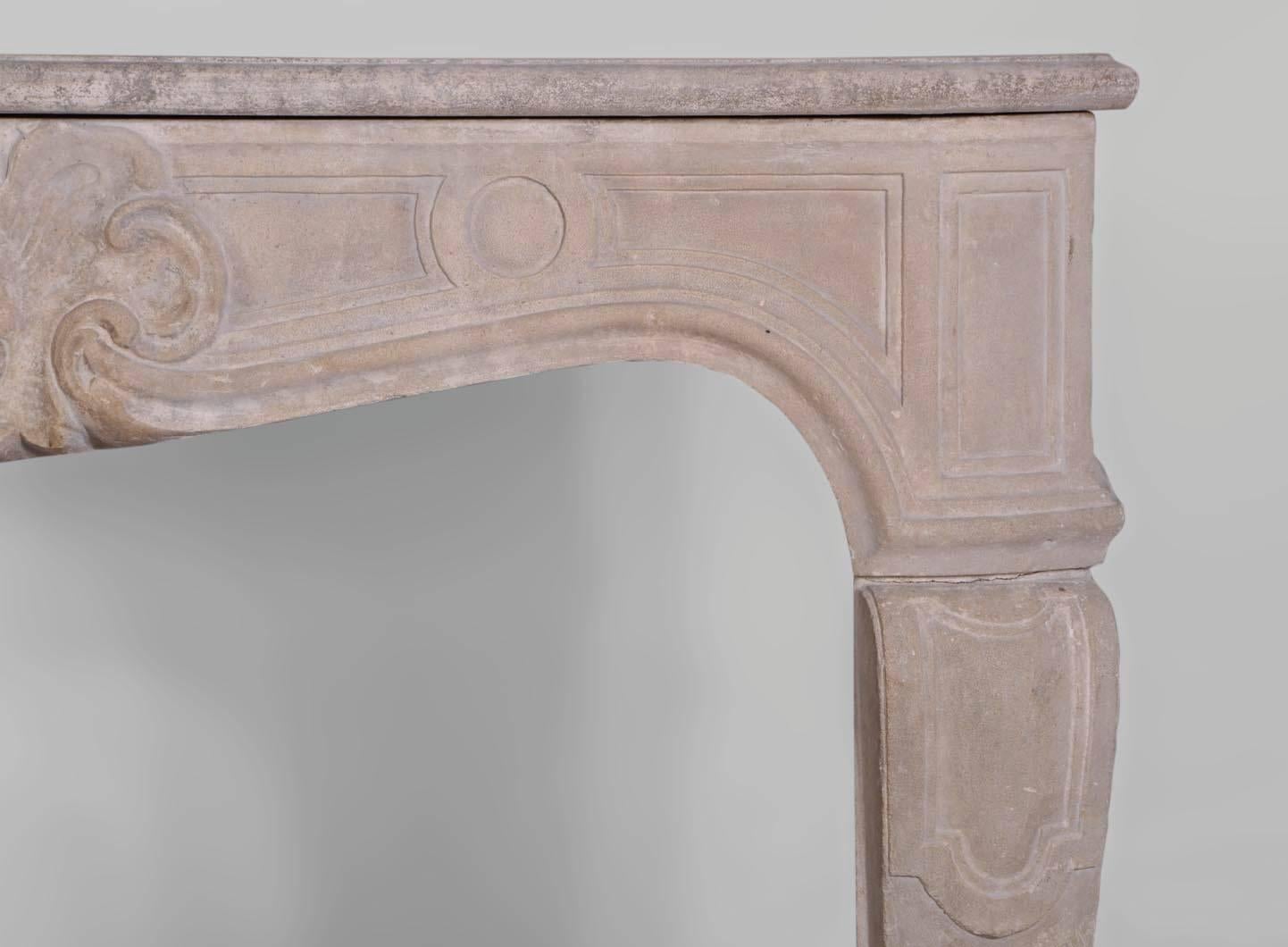 Louis XV Style Fireplace Carved in Euville Stone, 19th Century 2