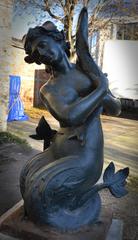 "Nymph", Antique Cast Iron Fountain with Green Patina