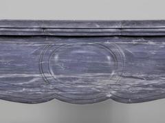 Antique Louis XV Style Fireplace in Blue Turquin Marble