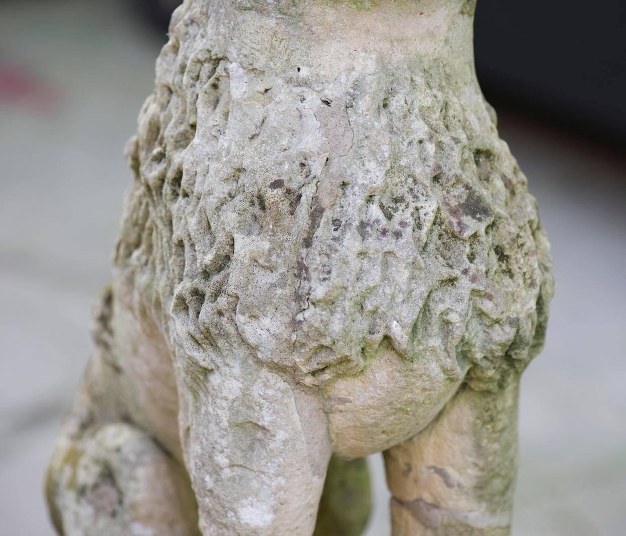 Louis XIV Lion Antique Stone Garden Statue, 17th Century For Sale