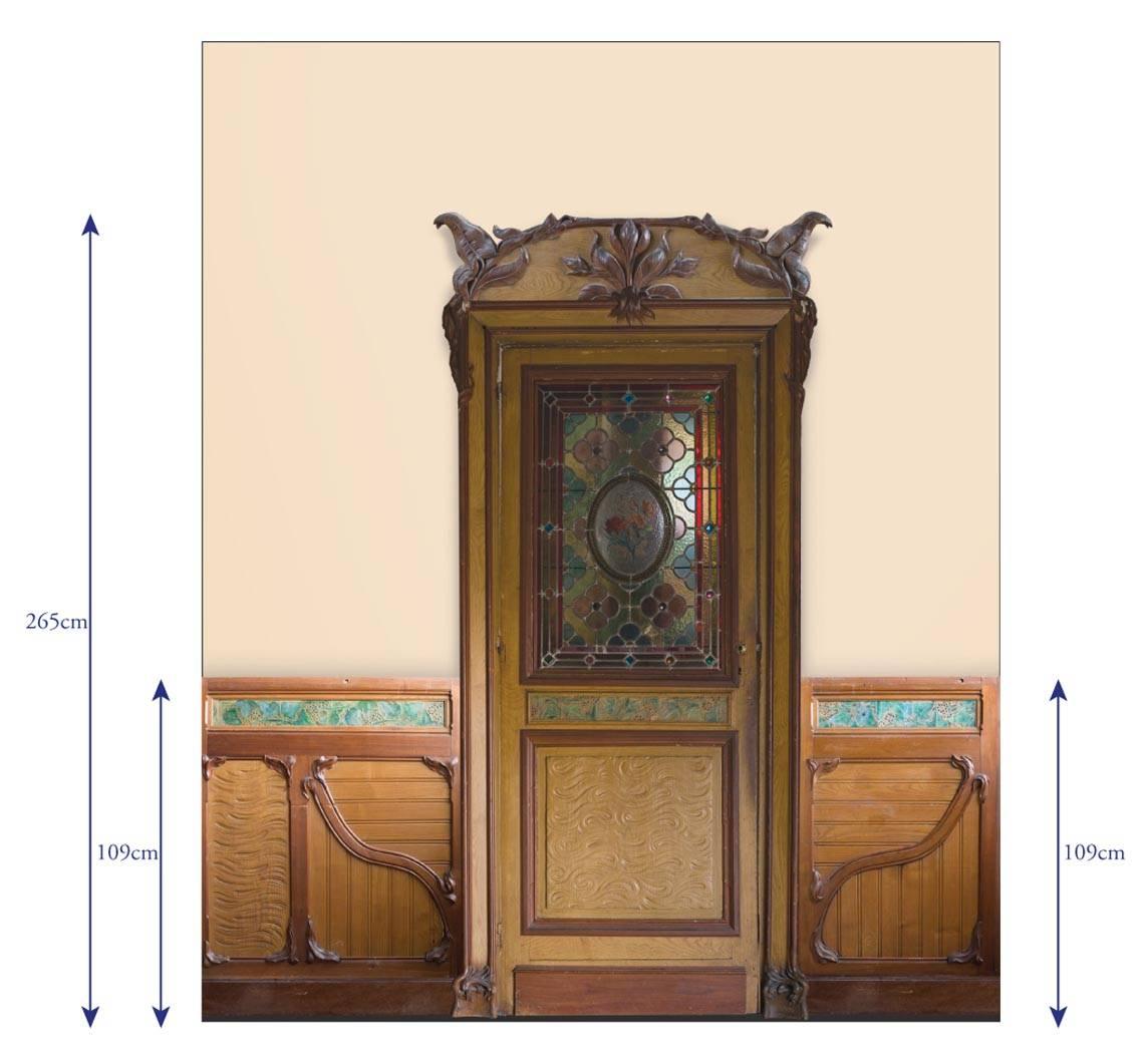 Carved Art Nouveau Period Paneled Room with its Fireplace, circa 1900