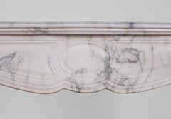 Pompadour Fireplace, Louis XV Style, in Arabescato Marble, 19th Century