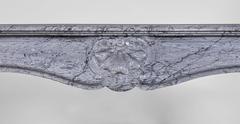 Antique Louis XV Style Fireplace, in Bleu Fleuri Marble, with Three Shells Decor