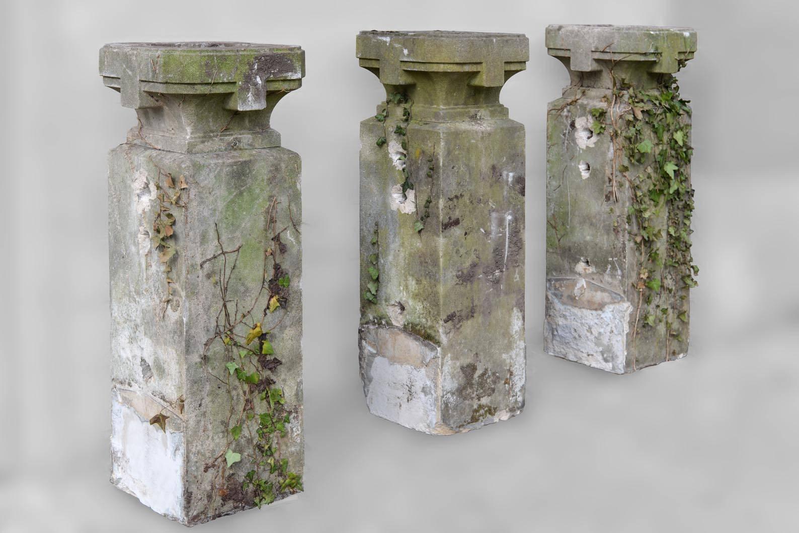 French Set of 23 Planters in Euville Stone, circa 1930