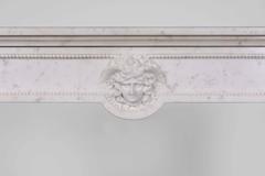 Louis XVI Style Carrara Marble Fireplace with Half Columns and Hermes Mask