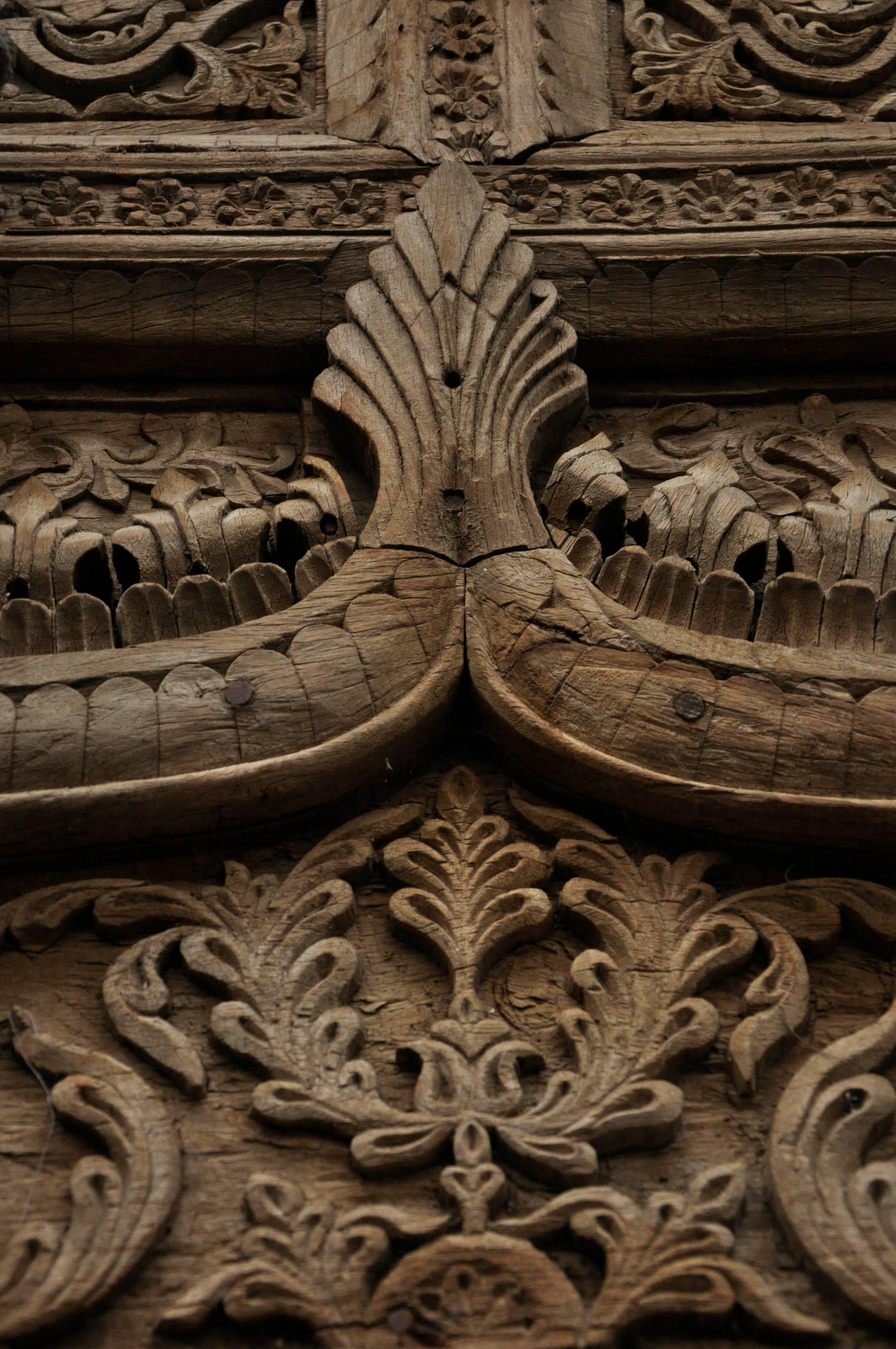Set of door and window frame made out of carved wood in India during the 19th century. Beautiful carving work.