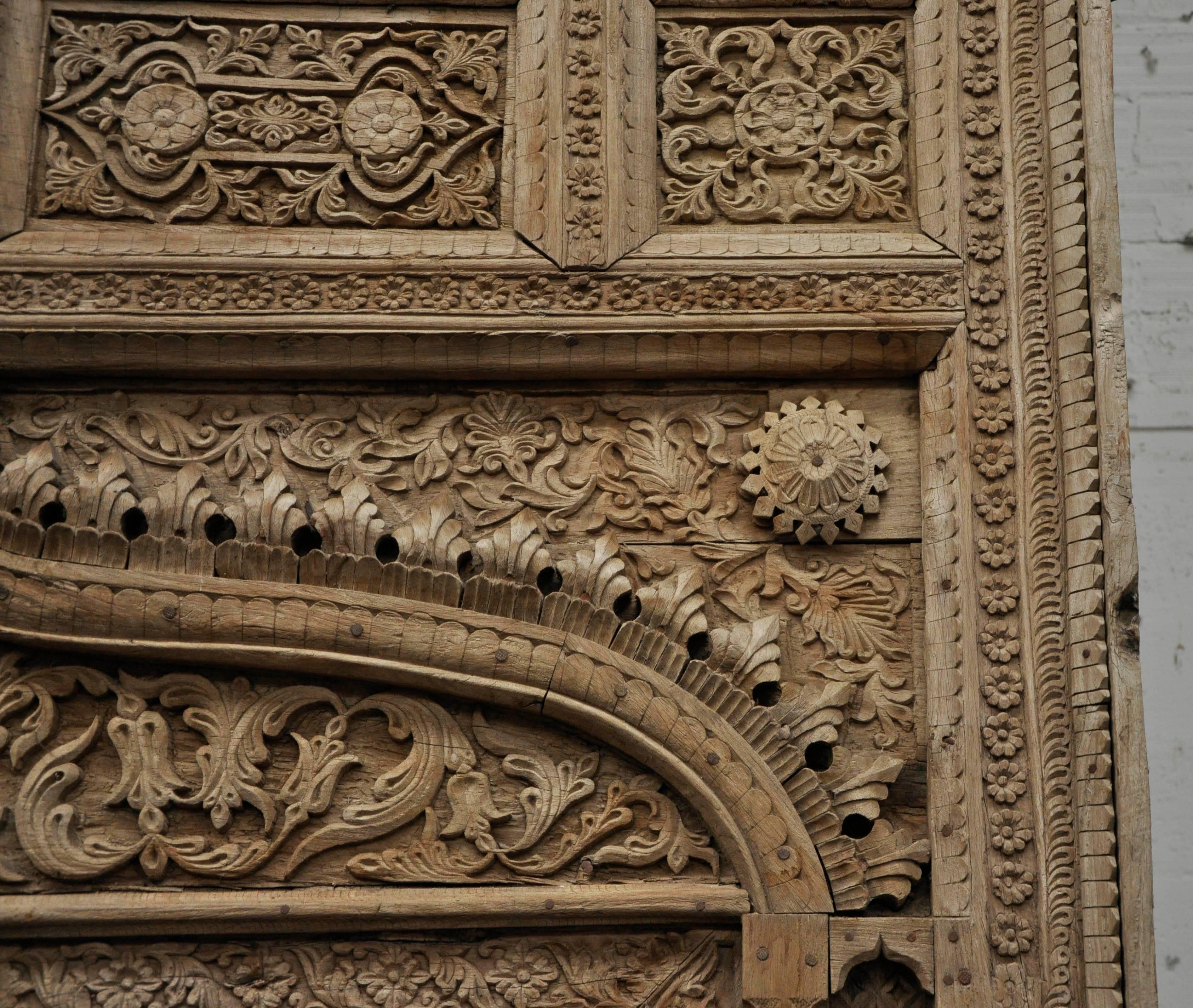 Anglo-Indian Indian Carved Wood Door and Window Frame, Period 19th Century For Sale