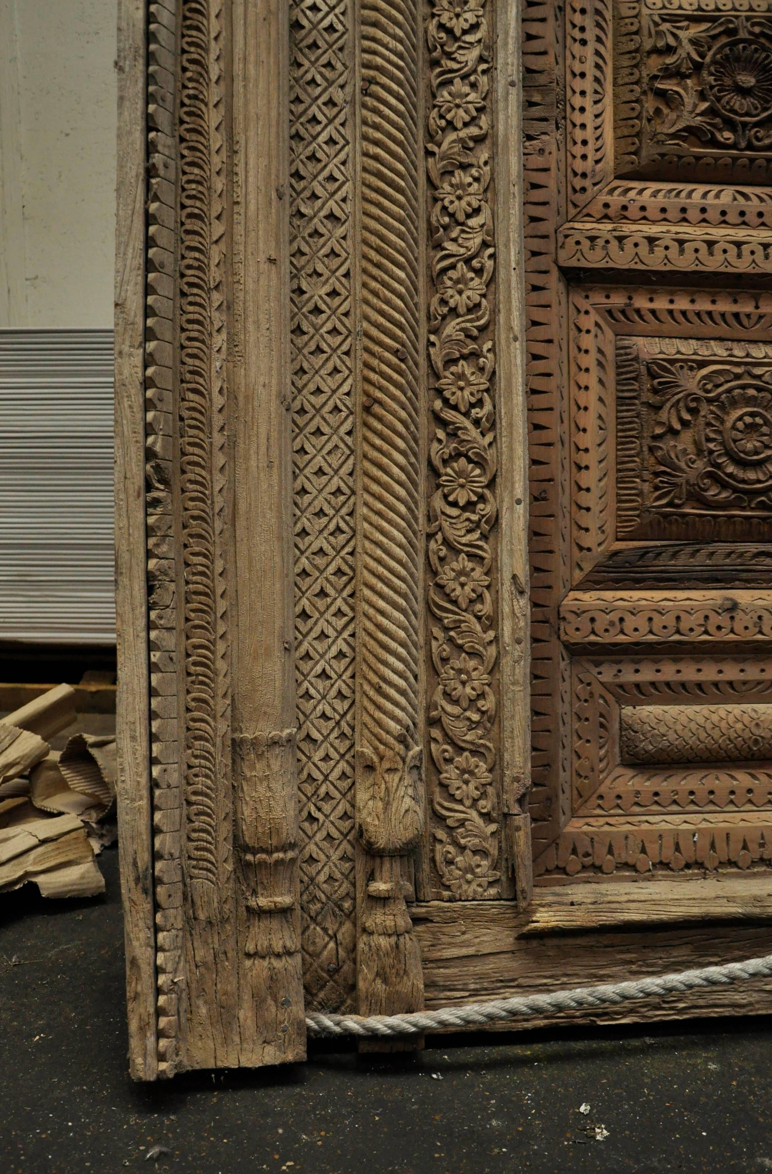 Indian Carved Wood Door and Window Frame, Period 19th Century For Sale 1