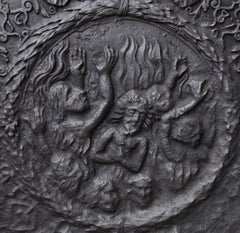 Cast Iron Fireback with the Damned Burning in Hell