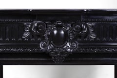 Rare Napoleon III Style Antique Fireplace in Belgian Black Marble, Rich Decor