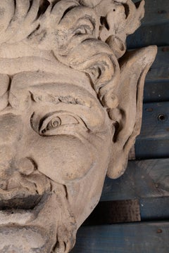 Large Fountain Satyr Mask in Stone, Early 19th Century