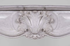 Antique Louis XV Style Fireplace in Carrara Marble with Large Shell