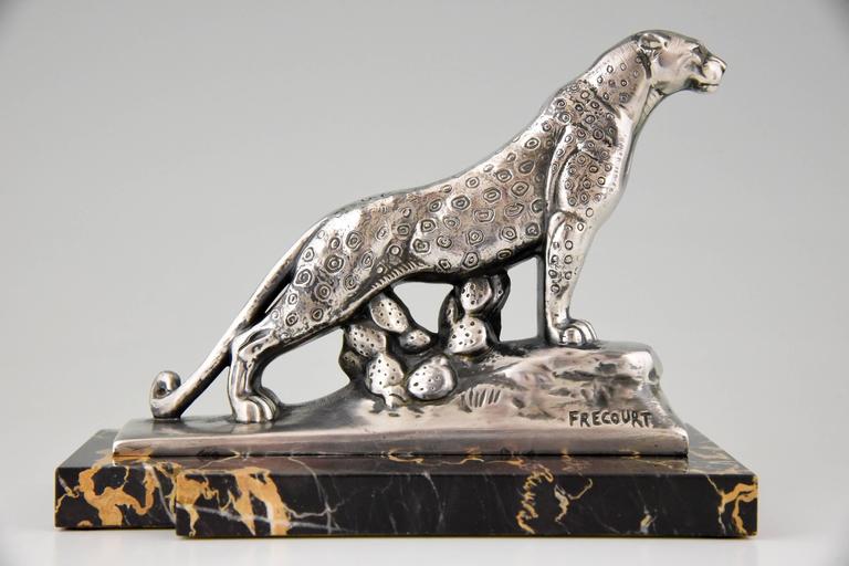 French Art Deco Panther Bookends by Frecourt 1930 at 1stdibs